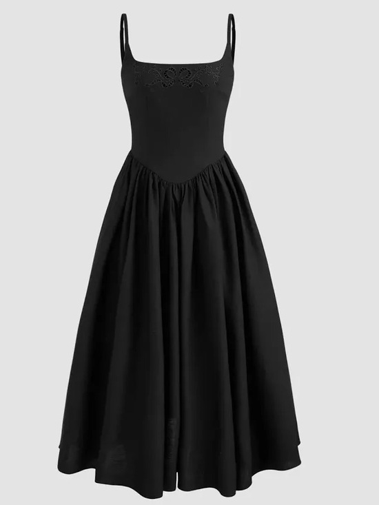 Cider Dresses & Skirts - Cider black linen dress with eyelet size 3x